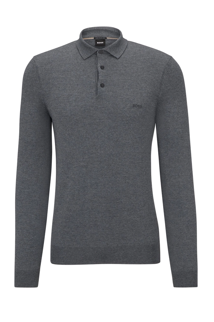 Hugo Boss Mens Bono-l Long Sleeved Polo Shirt Medium Grey - Size 2XL
